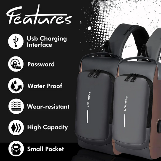 Shield: Anti-Theft Crossbody Messenger Sling Bag Waterproof Gadget Chest Bag with TSA Lock & USB Charging Port for Power Bank Attachment