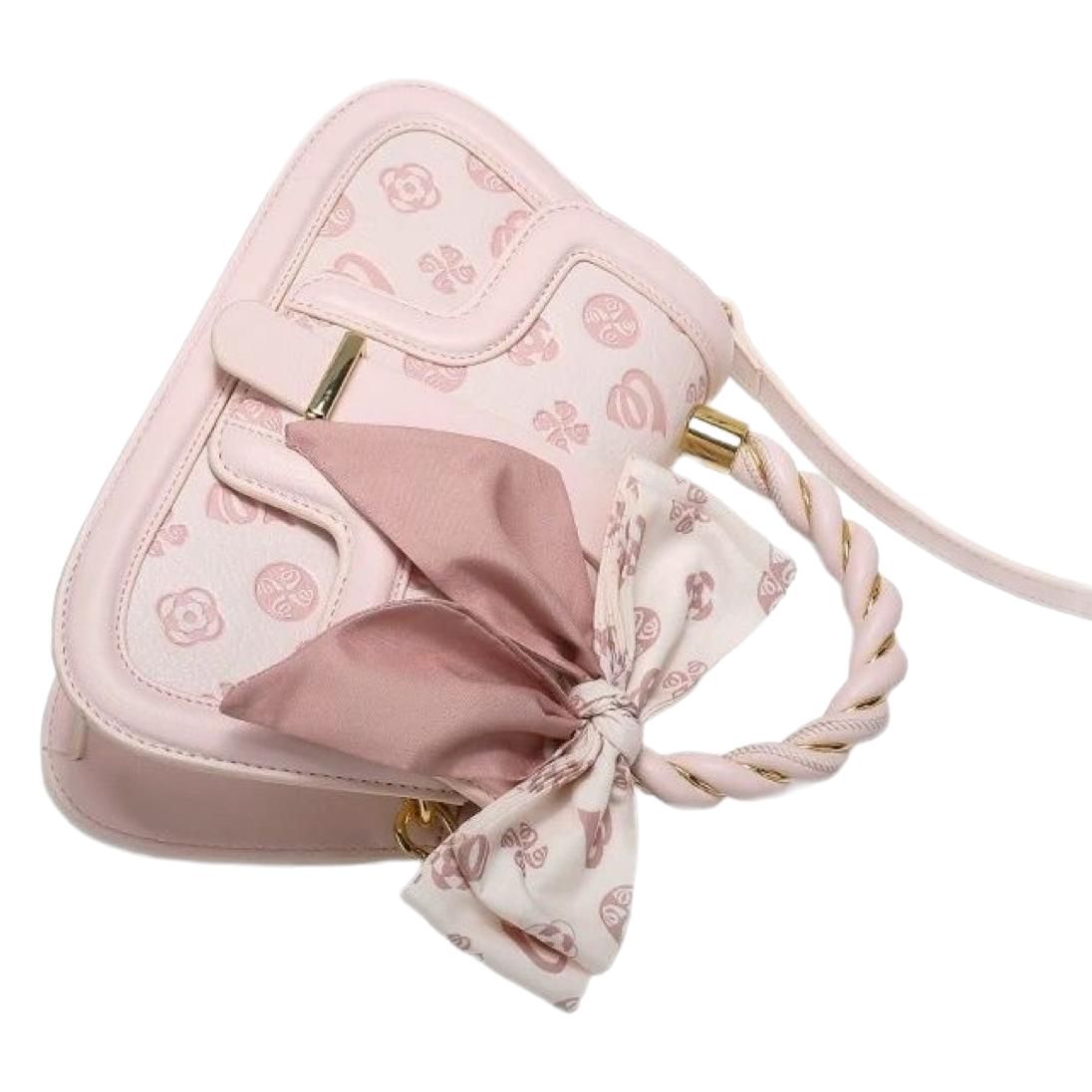 Pink Embossed PU Saddle Handbag