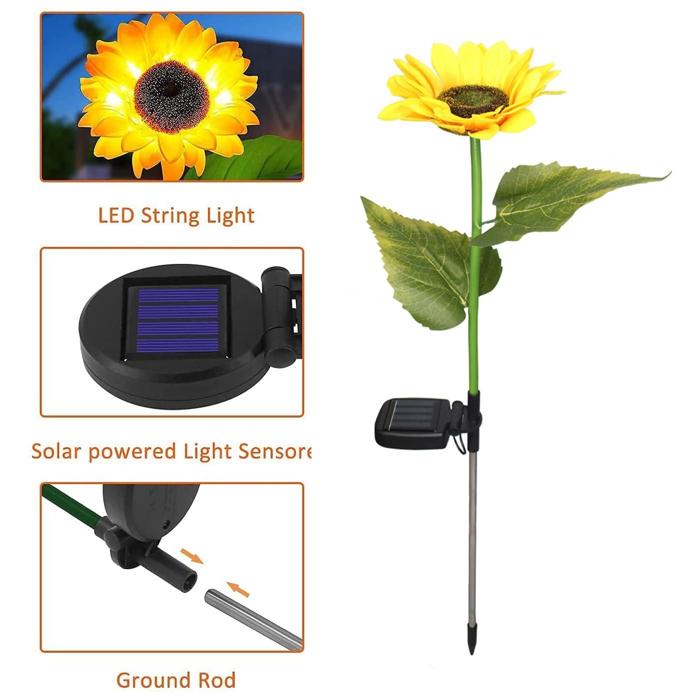 LED Solar Sunflower Light for Home Decorative Waterproof (Pack of 2)