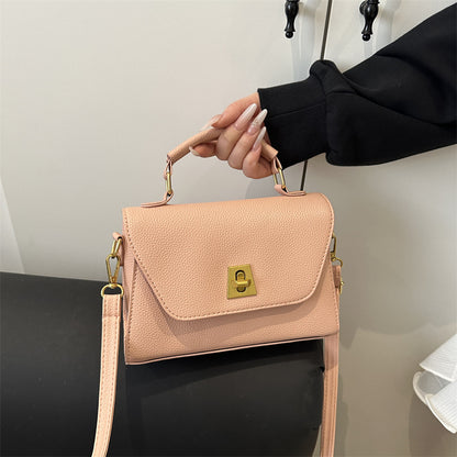 Stylish Small Square PU Handbag with Lock Closure