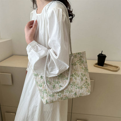 2023 new lace straw bag female simple casual knitting single shoulder armpit bag small fresh girl handbag