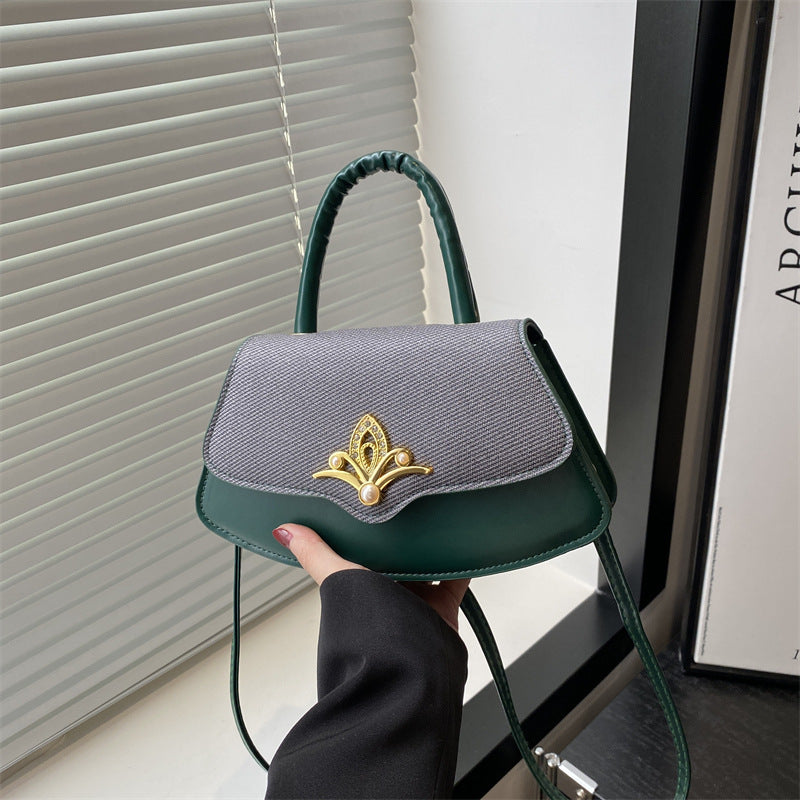 Vintage oil-leather commuter handbag