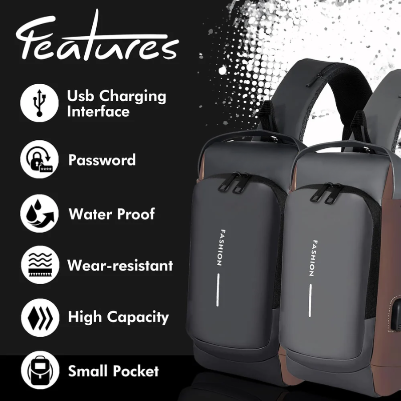 Shield: Anti-Theft Crossbody Messenger Sling Bag Waterproof Gadget Chest Bag with TSA Lock & USB Charging Port for Power Bank Attachment