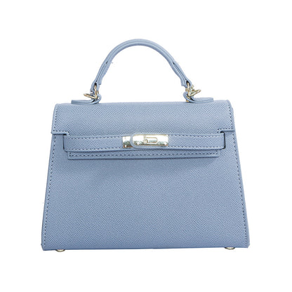 Textured snap closure handbag in small size