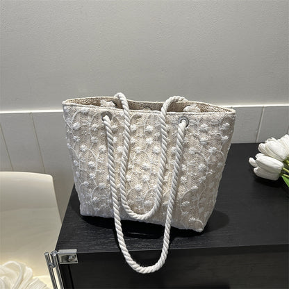 2023 new lace straw bag female simple casual knitting single shoulder armpit bag small fresh girl handbag