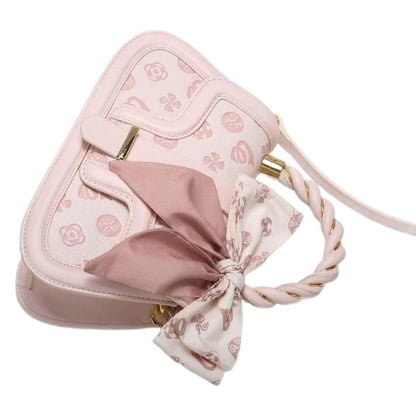 Pink Embossed PU Saddle Handbag