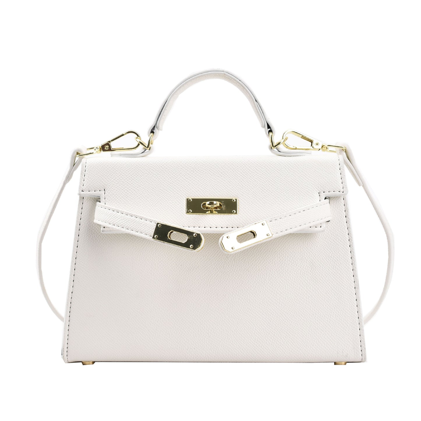 Textured snap closure handbag in small size