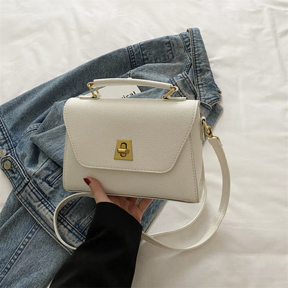 Stylish Small Square PU Handbag with Lock Closure