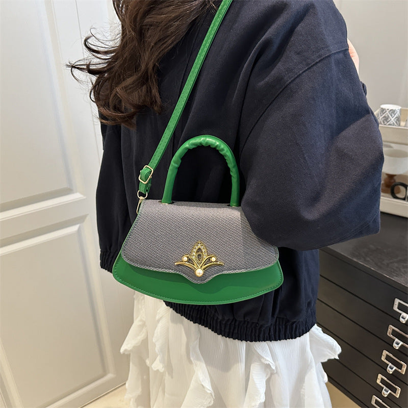 Vintage oil-leather commuter handbag