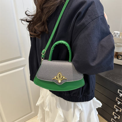 Vintage oil-leather commuter handbag