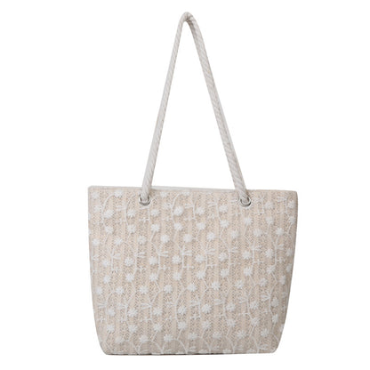 2023 new lace straw bag female simple casual knitting single shoulder armpit bag small fresh girl handbag