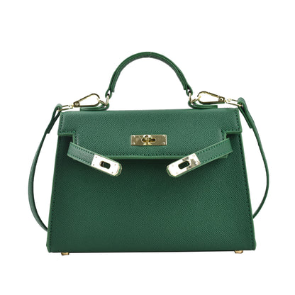 Textured snap closure handbag in small size