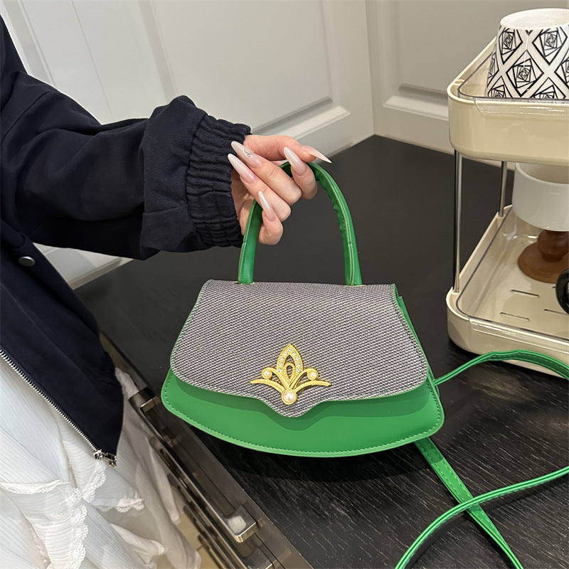 Vintage oil-leather commuter handbag