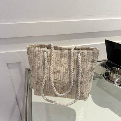 2023 new lace straw bag female simple casual knitting single shoulder armpit bag small fresh girl handbag