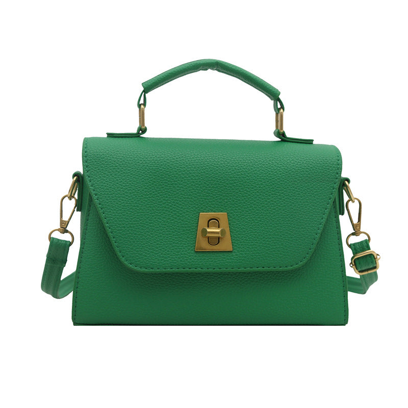 Stylish Small Square PU Handbag with Lock Closure