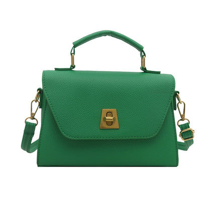 Stylish Small Square PU Handbag with Lock Closure
