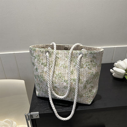 2023 new lace straw bag female simple casual knitting single shoulder armpit bag small fresh girl handbag