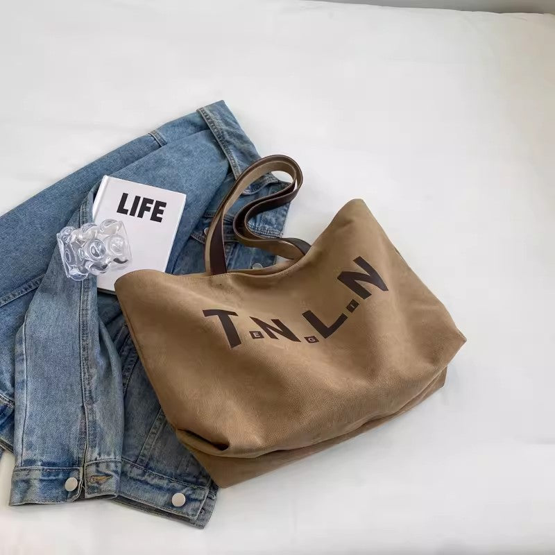 Shoulder Bag women's large capacity canvas handbag student fashion all-match commuter make-up bag