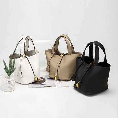 Genuine Leather Bucket Bag Classic Handbag