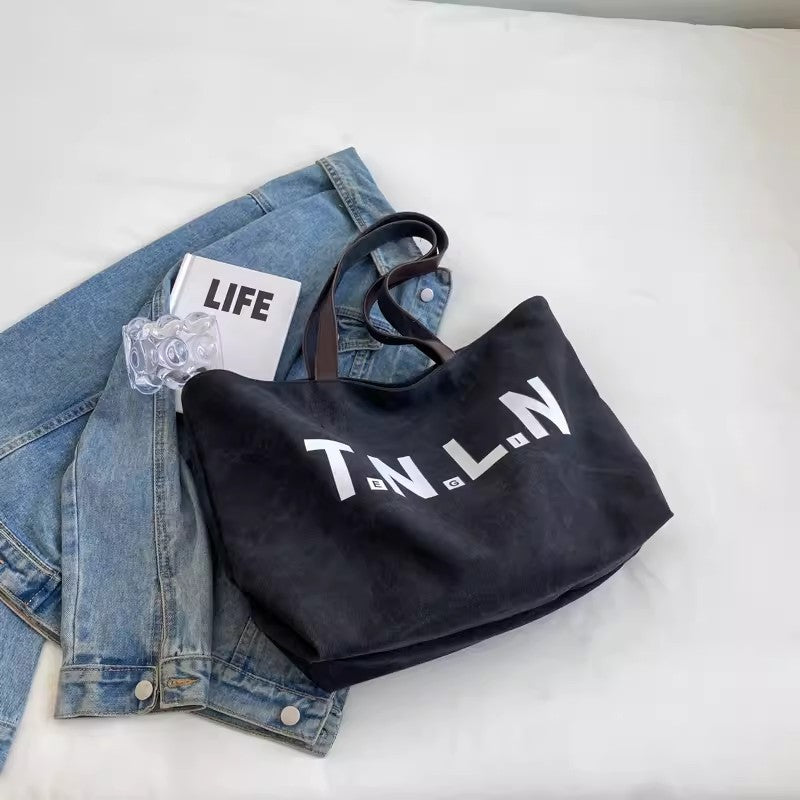 Shoulder Bag women's large capacity canvas handbag student fashion all-match commuter make-up bag