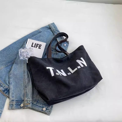 Shoulder Bag women's large capacity canvas handbag student fashion all-match commuter make-up bag