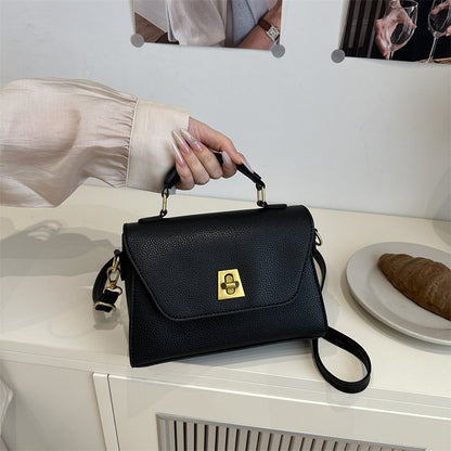 Stylish Small Square PU Handbag with Lock Closure