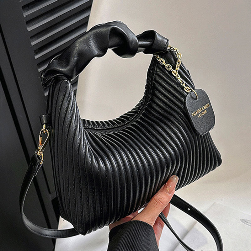 Textured vertical stripe handbag 2025 new niche design shoulder messenger bag foreign style all-match bag women's wholesale