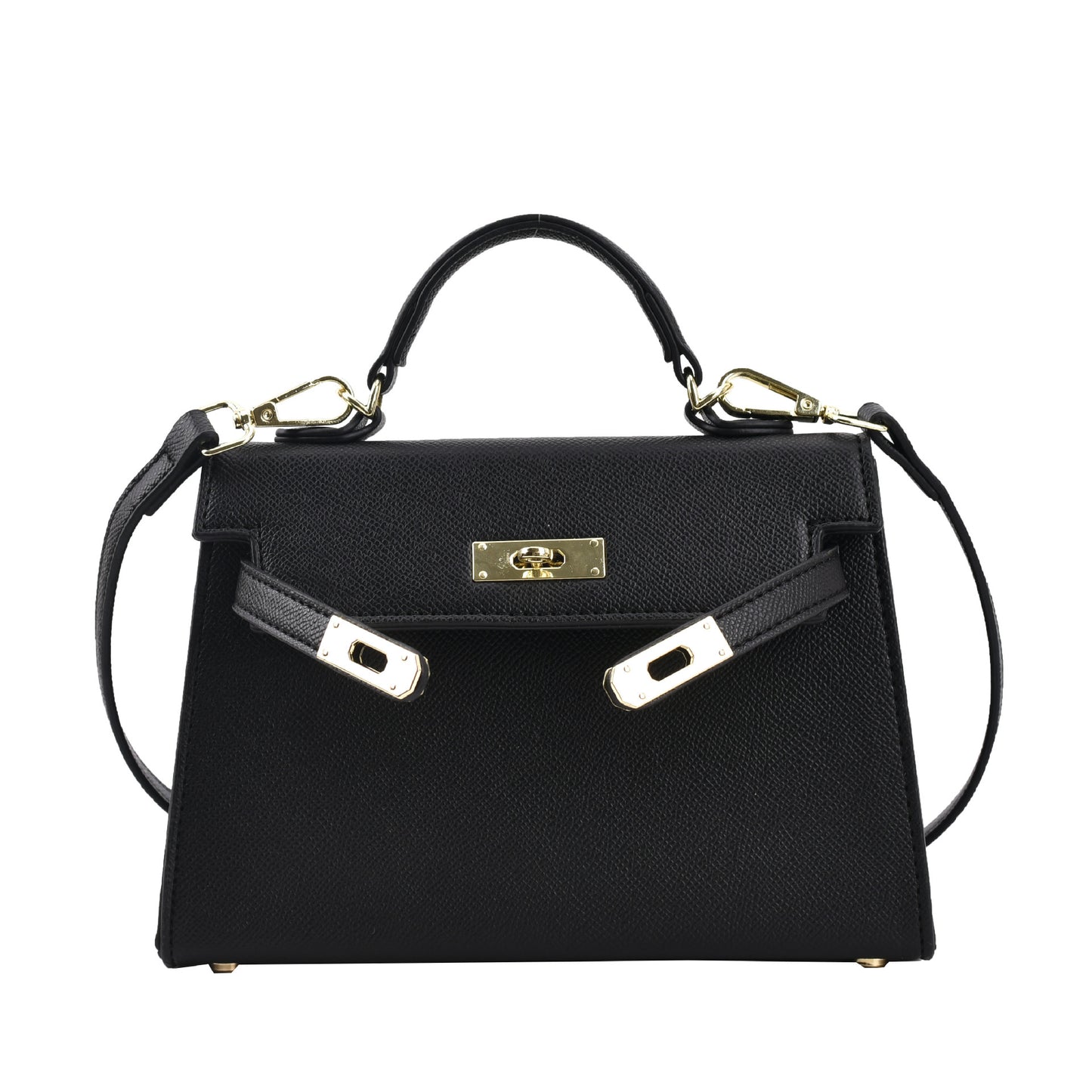 Textured snap closure handbag in small size