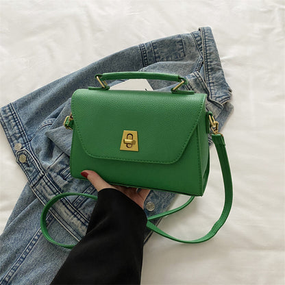 Stylish Small Square PU Handbag with Lock Closure