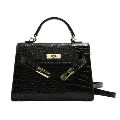 Textured snap closure handbag in small size